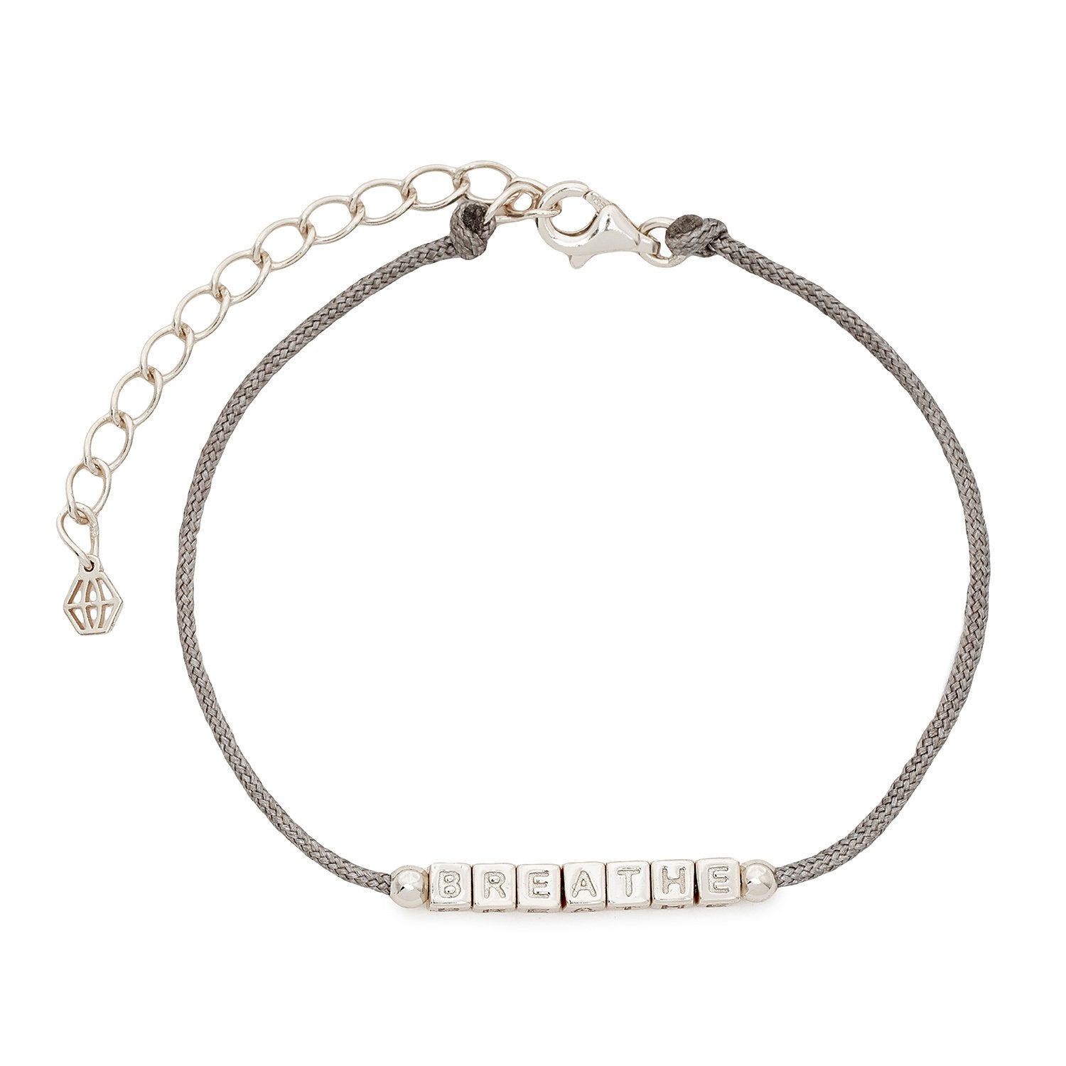 Little Words Project Refined Collection - Breathe Gray Cord Bracelet
