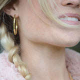 Silver Marble Hoop Earrings