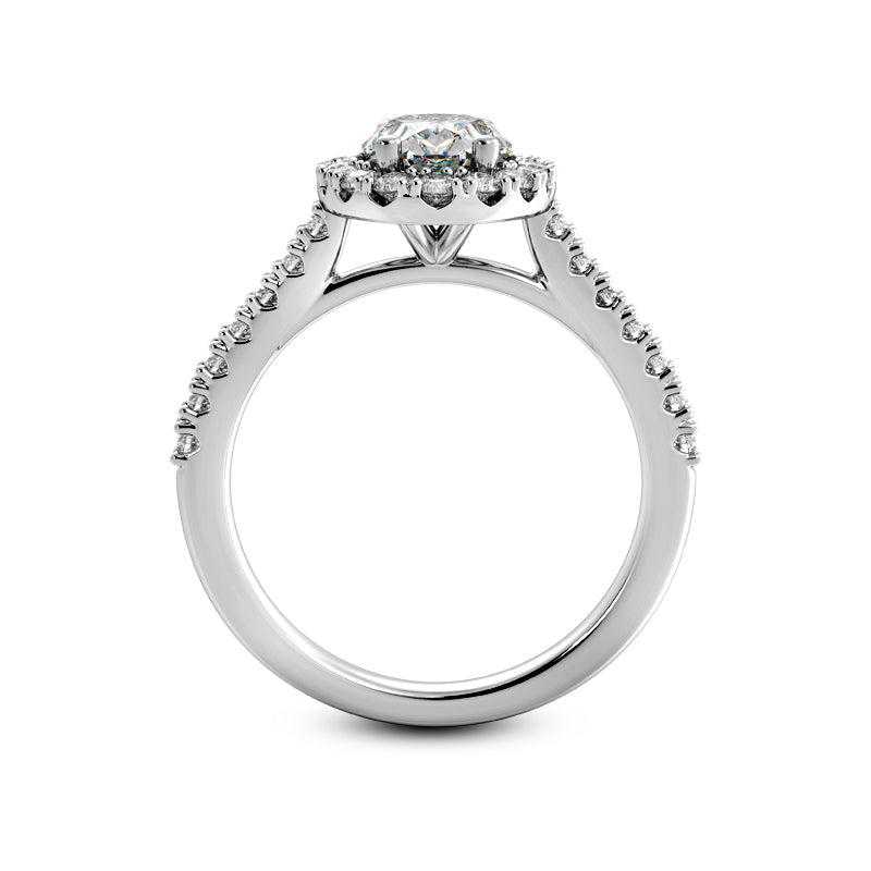 Oval Halo Engagement Ring with Side Stones