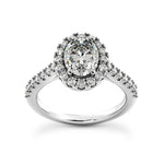 Oval Halo Engagement Ring with Side Stones