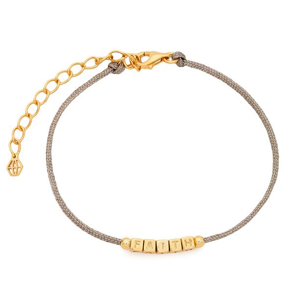 Little Words Project Refined Collection - Faith Gray Cord Bracelet