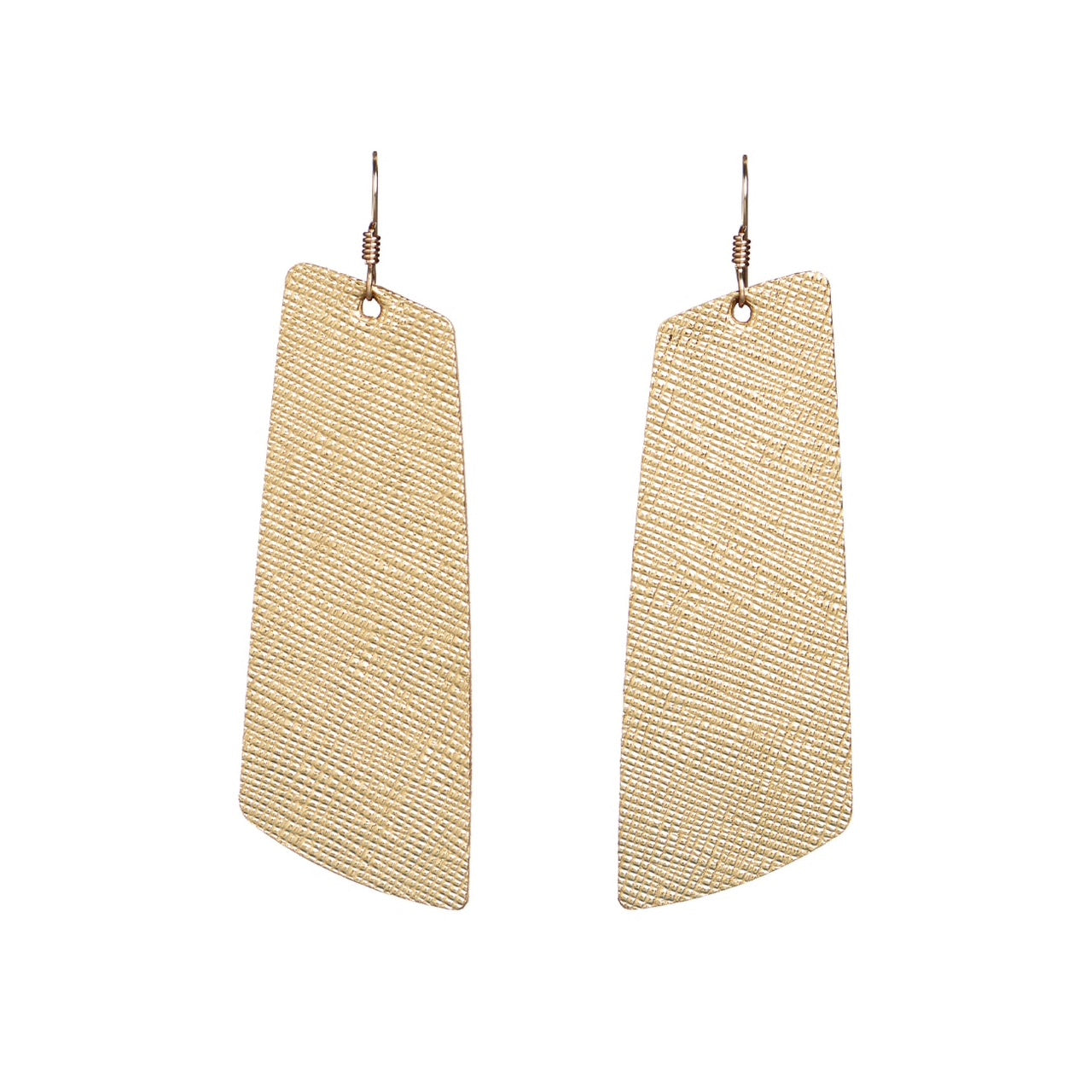 Nickel and Suede Gold Leaf Gem Leather Earrings