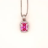 Nespoli Exclusive Pink Cushion Diamondette Halo Necklace