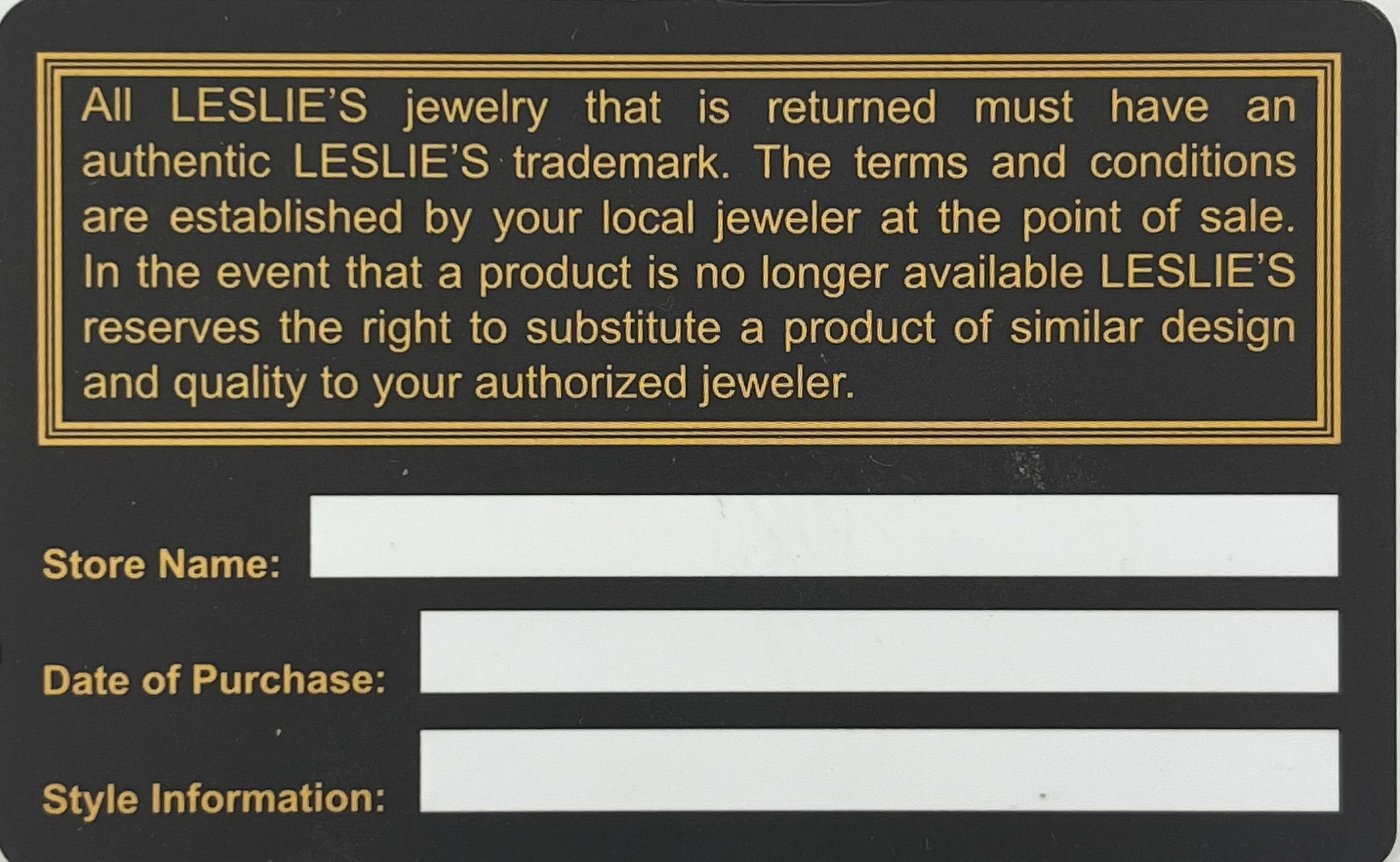 Leslie's Gold Lifetime Guarantee