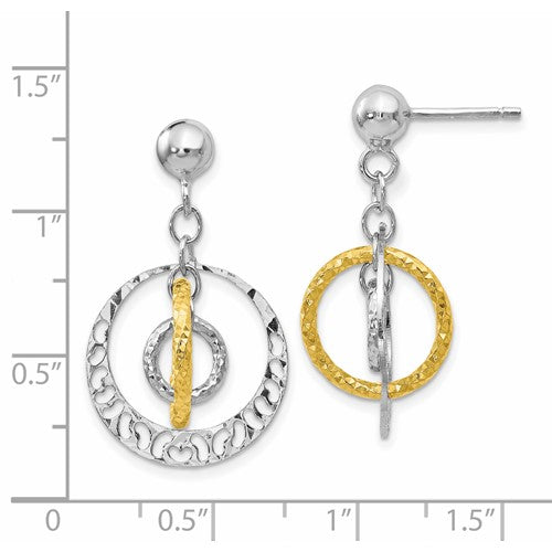 Leslie Sterling Silver Gold-tone Rhodium-plated Post Dangle Earrings
