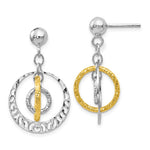 Leslie Sterling Silver Gold-tone Rhodium-plated Post Dangle Earrings