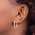 Leslie 14K Rose Gold Polished 3mm Oval Hinged Hoop Earrings