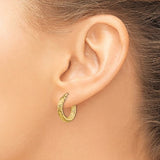 Leslie 14K Yellow Gold Diamond Cut Round Hoop Earrings