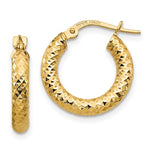 Leslie 14K Yellow Gold Diamond Cut Round Hoop Earrings