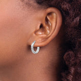 Leslie 14K White Gold Diamond Cut Round Hoop Earrings