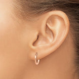 Leslie 14K Rose Gold 2mm Polished Hinged Hoop Earrings