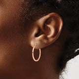 Leslie 14K Rose Gold 1.5mm Polished Hinged Hoop Earrings