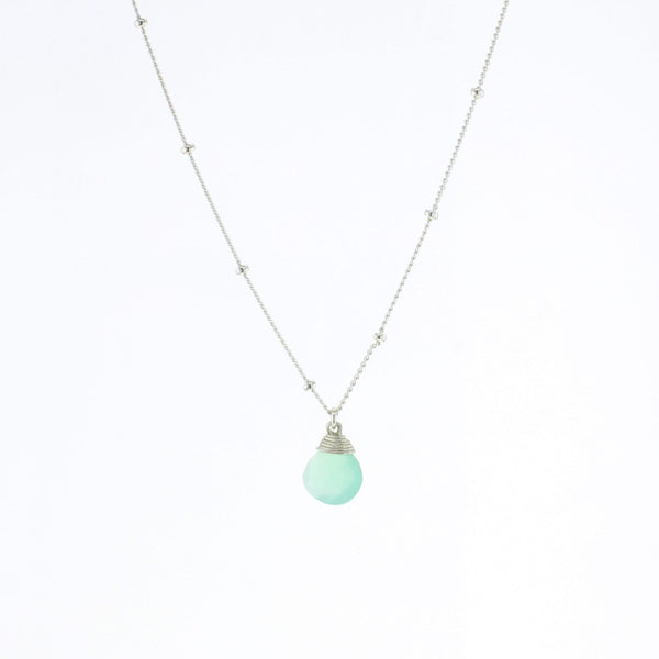 Lotus Jewelry Studio Sterling Silver Aqua Chalcedony Trinket Necklace