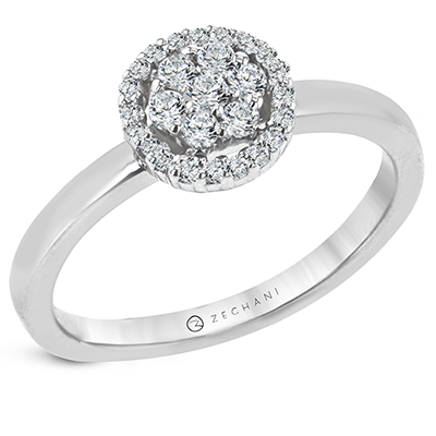 Zeghani 14k White Gold .35ct Diamond Engagement Ring
