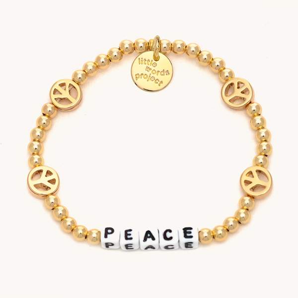 Little Words Project Peace Lucky Symbols Crystal Gold-Filled Bracelet