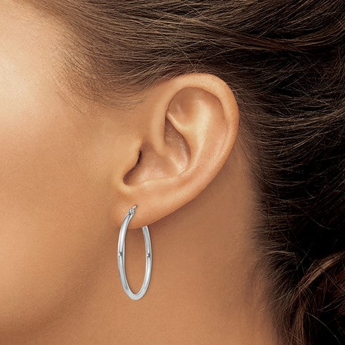 Leslie Sterling Silver Polished Hinged 2mm Hoop Earrings