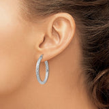 Sterling Silver 3mm Diamond Cut Hoop Earrings