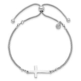 Sterling SIlver Sideways Cross Adjustable Bracelet