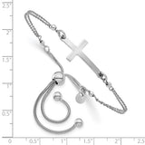 Sterling SIlver Sideways Cross Adjustable Bracelet