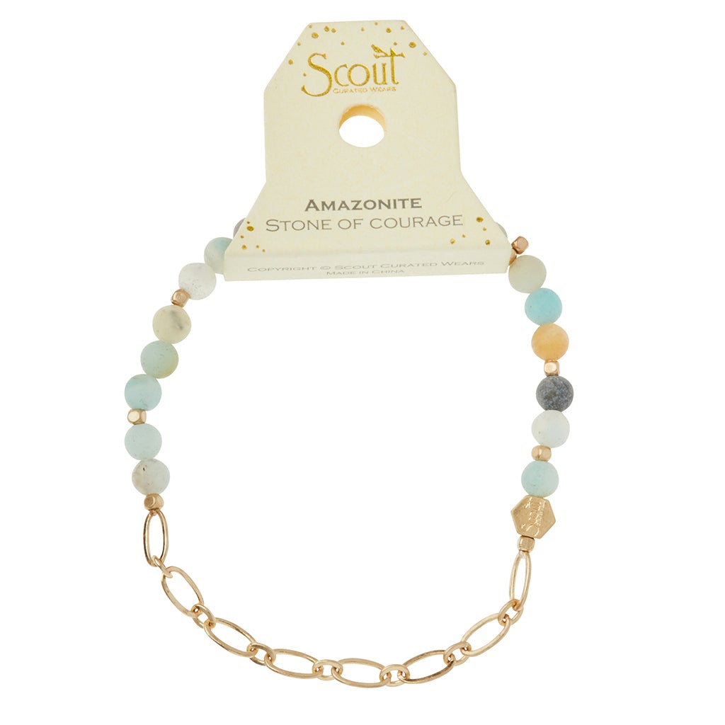 Scout Curated Wears Amazonite Mini Stone With Chain Stacker Bracelet