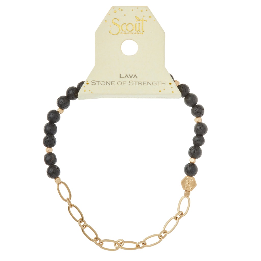 Scout Curated Wears Lava Mini Stone With Chain Stacker Bracelet