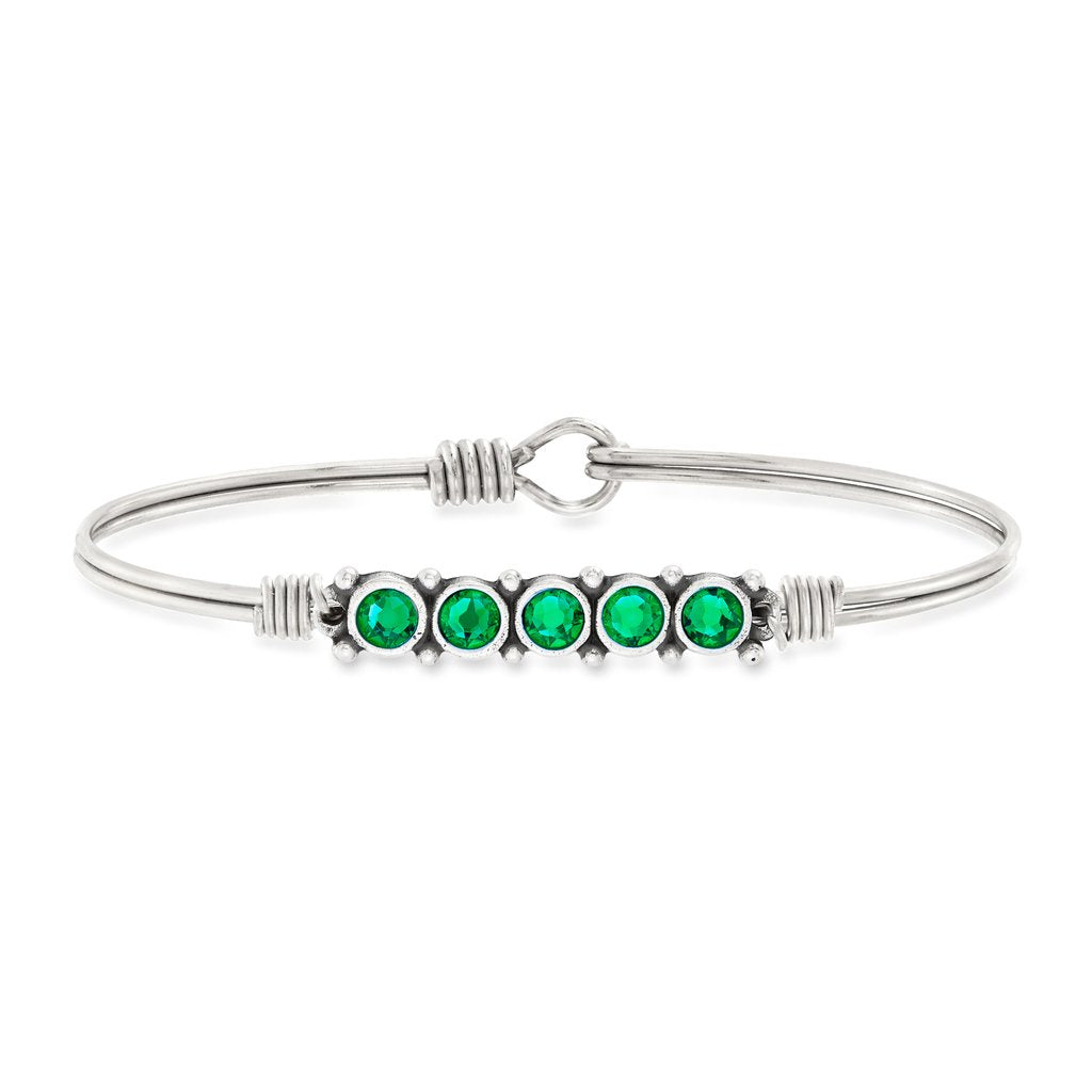 Luca and Danni May Birthstone Silver Bangle Bracelet