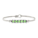 Luca and Danni August Birthstone Silver Bangle Bracelet