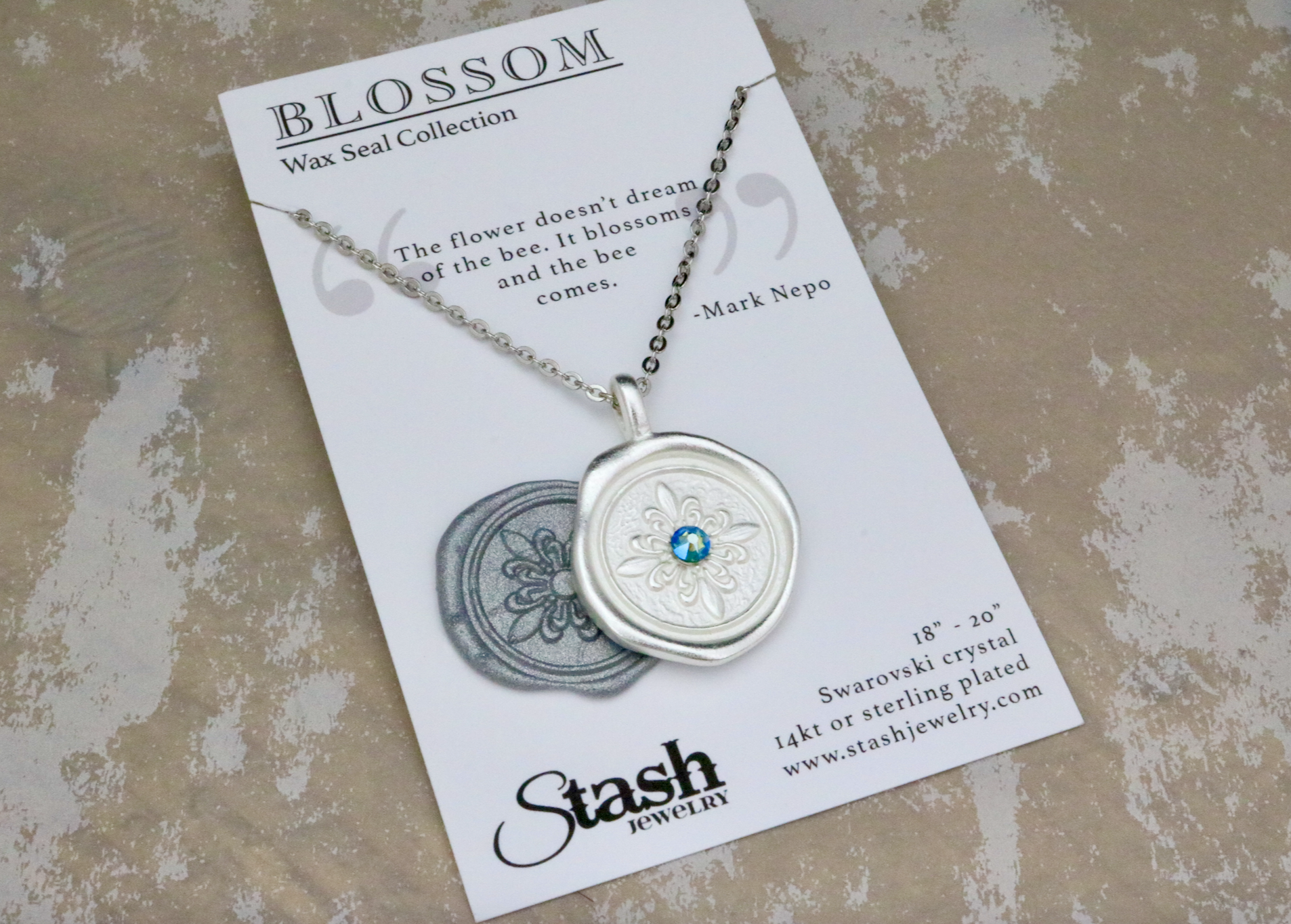 Stash Silver Blossom Crystal Wax Seal Necklace