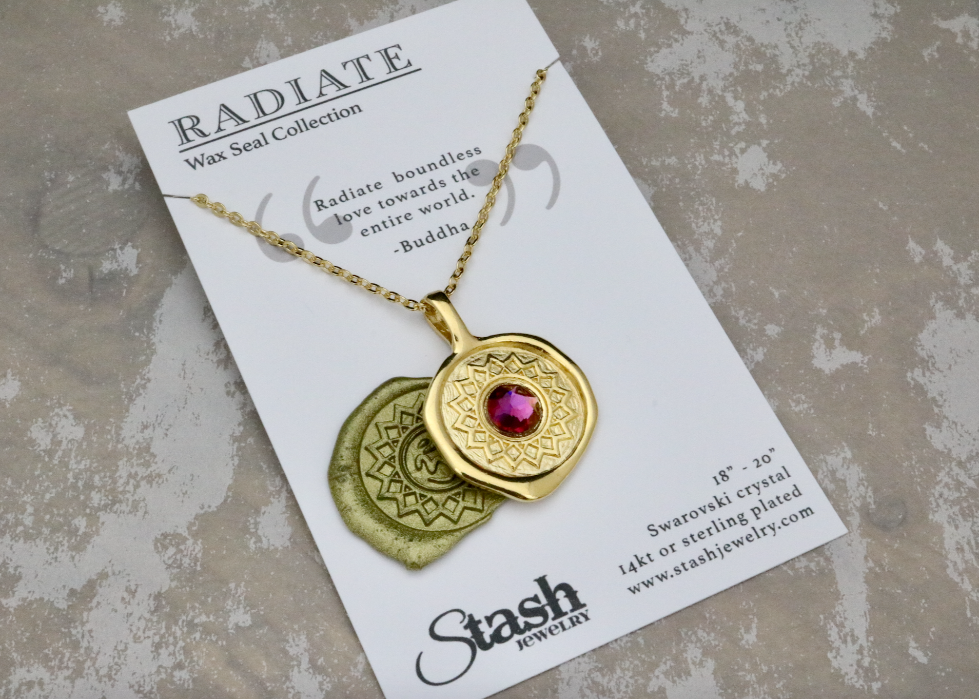 Stash Gold Radiate Crystal Wax Seal Necklace
