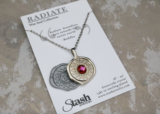 Stash Silver Radiate Crystal Wax Seal Necklace
