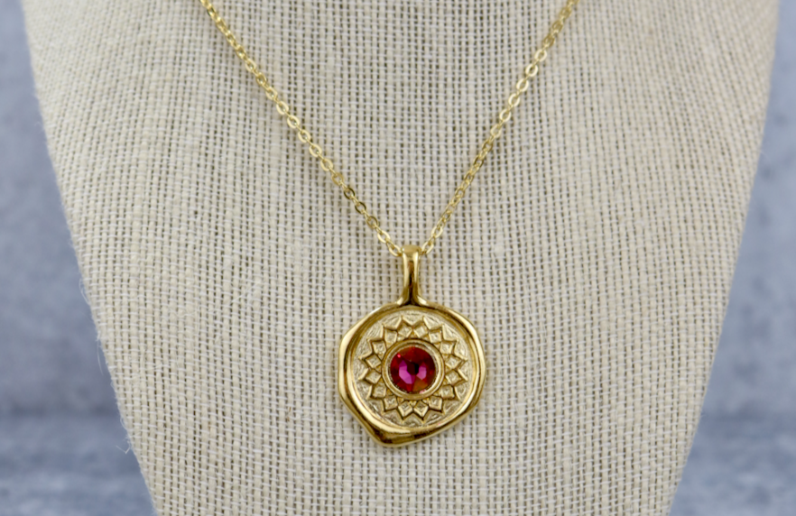 Stash Gold Radiate Crystal Wax Seal Necklace