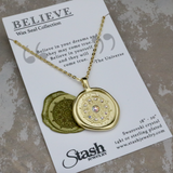 Stash Gold Believe Crystal Wax Seal Necklace