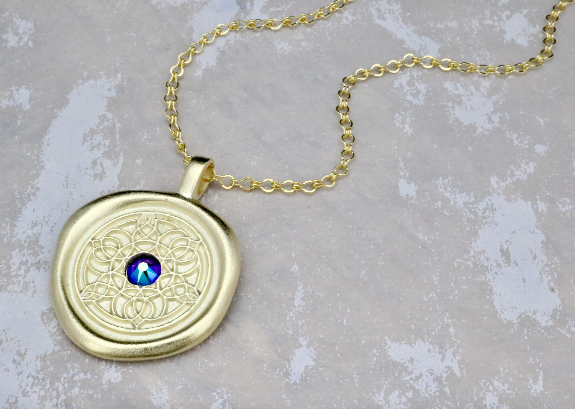 Stash Gold Strength Crystal Wax Seal Necklace