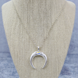 Stash Silver Crystal Crescent Horn Necklace