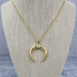 Stash Gold Crystal Crescent Horn Necklace