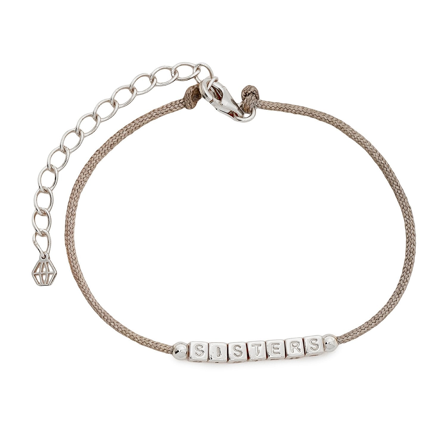 Little Words Project Refined Collection - Sisters Grey Cord Bracelet