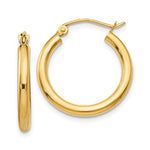 Leslie 14k Yellow Gold Polished 2.5mm Lightweight Tube Hoop Earrings
