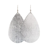 Vintage Silver Teardrops Small Leather Earrings