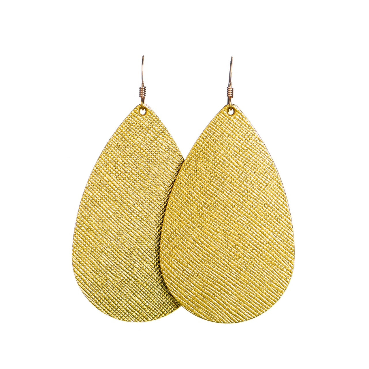 Nickel and Suede Gold Leaf Leather Earrings