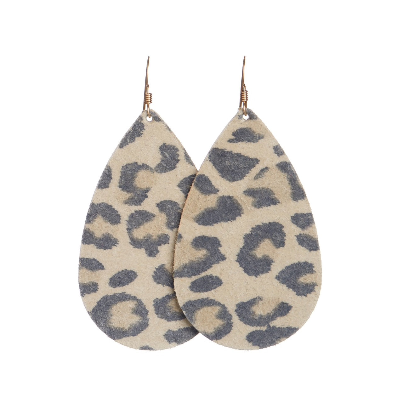 Nickel and Suede Leopard Leather Earrings
