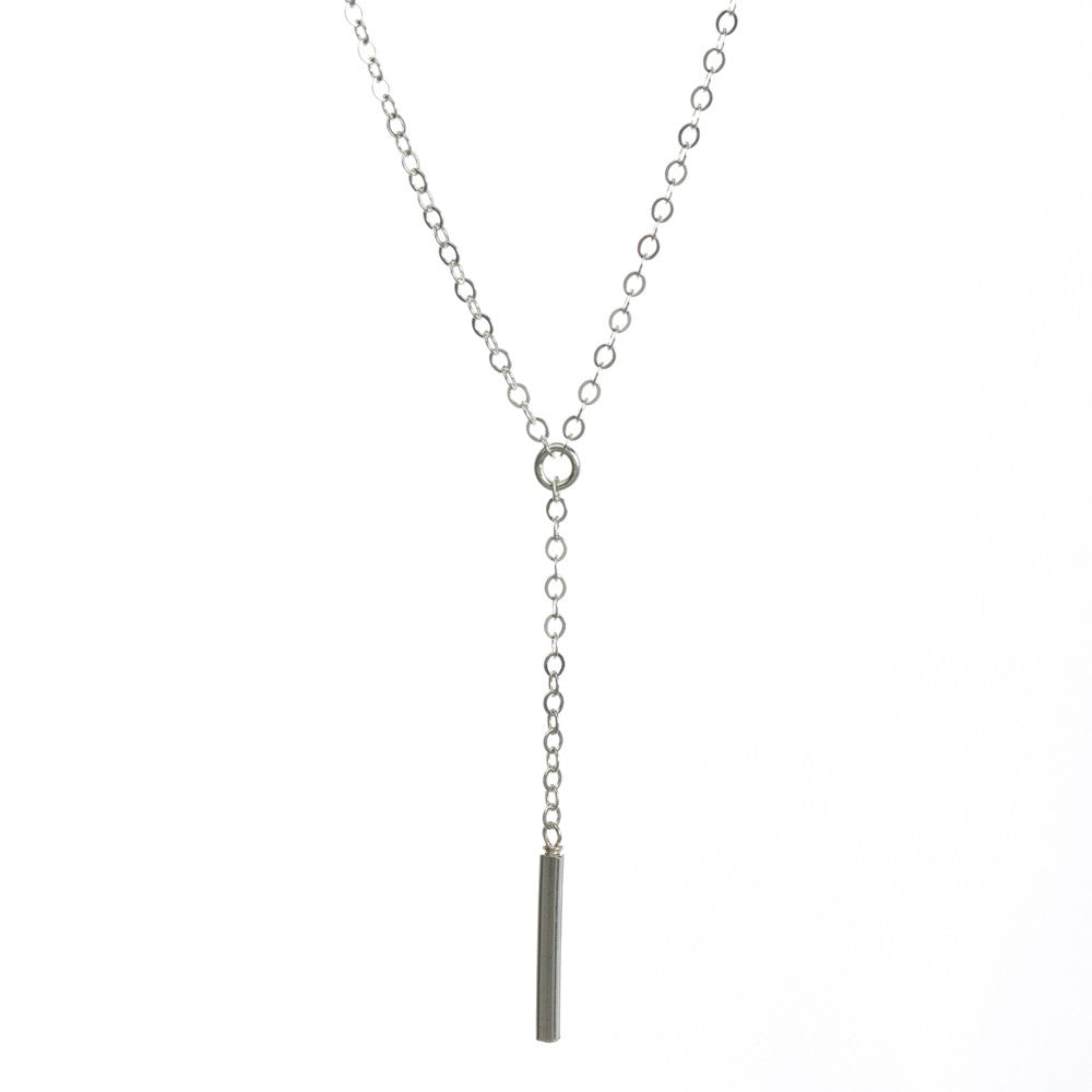 Sterling Silver Dare to...Little Y Square Bar Necklace 