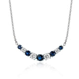 14k White Gold .28ct Diamond and .39ct Sapphire Necklace