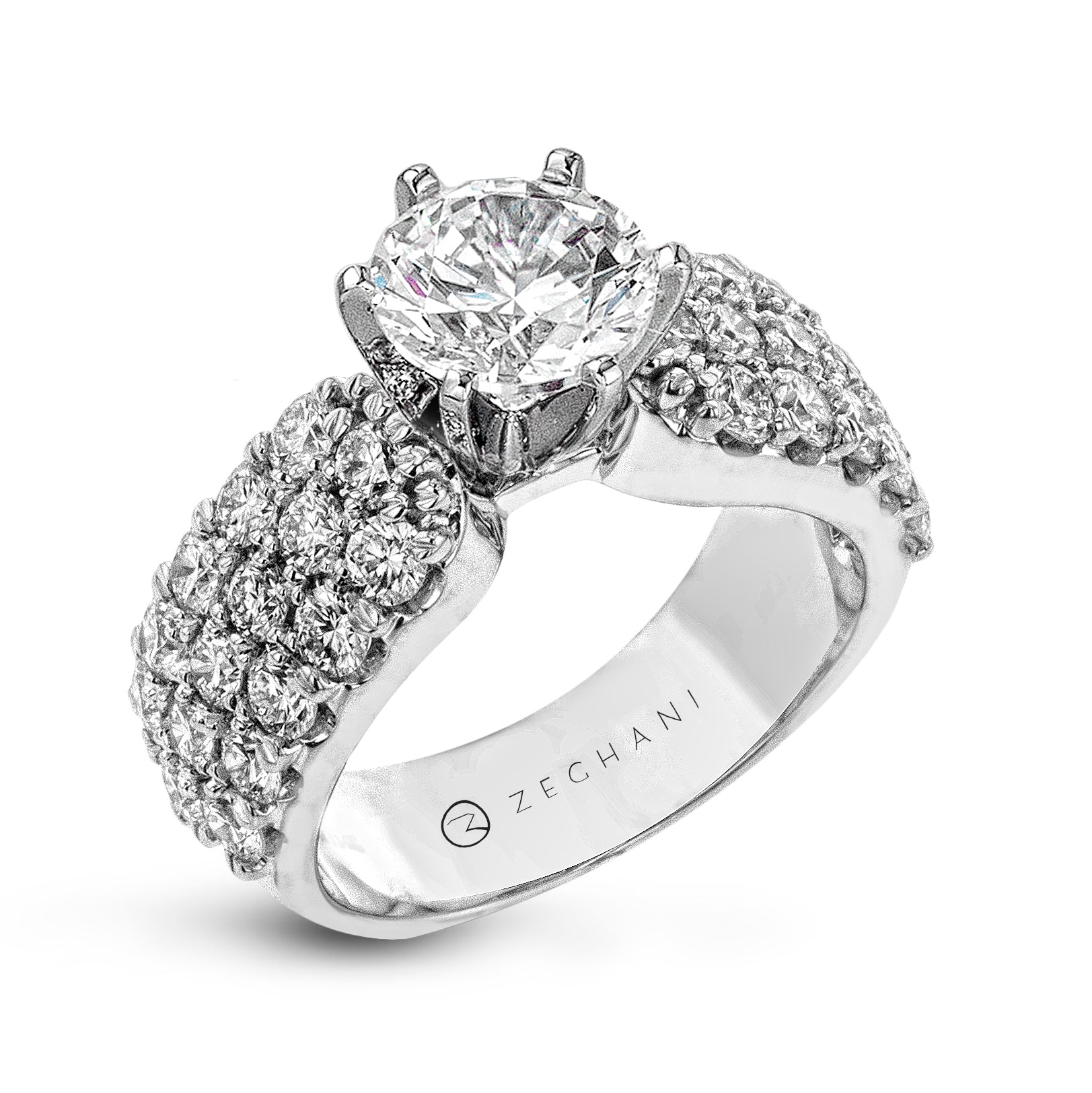 Zeghani 14k White Gold Engagement Ring 114