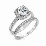 Zeghani 14k White Gold Engagement Ring with matching Diamond Wedding Band
