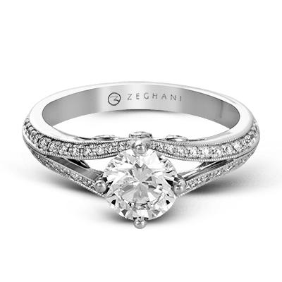 Zeghani 14k White Gold Engagement Ring