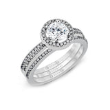 Zeghani 14k White Gold Engagement Ring with matching Diamond Wedding Bands