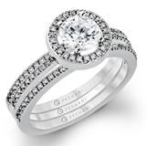 Zeghani 14k White Gold Engagement Ring with matching Diamond Wedding Bands