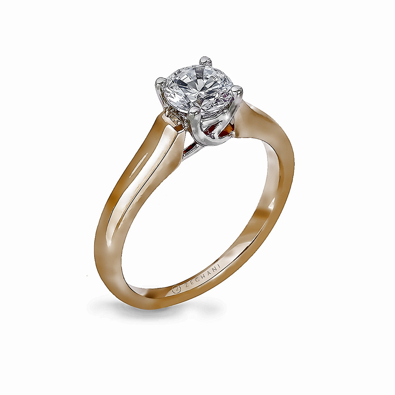 Zeghani 14k Yellow Gold Solitaire Engagement Ring 412