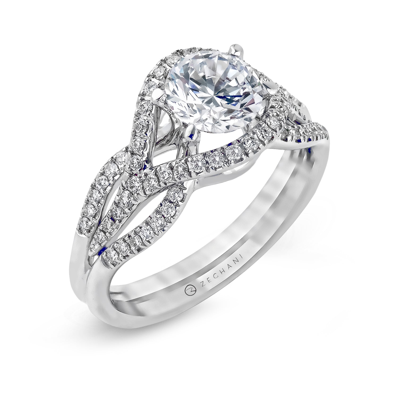 Zeghani 14k White Gold Engagement Ring 487