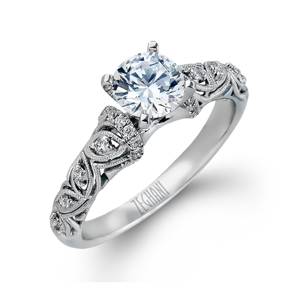 Zeghani 14k White Gold Engagement Ring 916